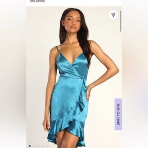 NWT: BEAUTIFUL Satin Blue Lulus Dress